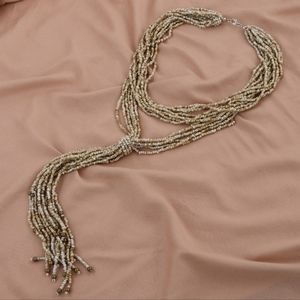 NEW Light Brown Ceramic Multi Strand Beaded Necklace 22"